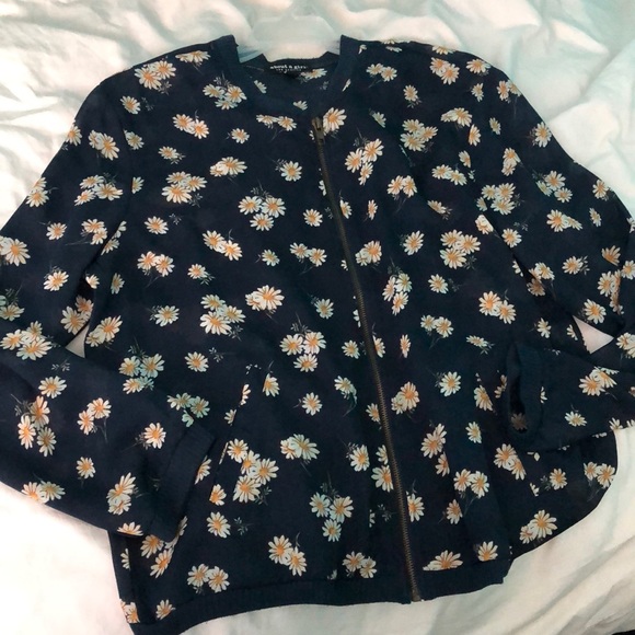 - Other - Sheer Daisy floral zip up bomber jacket cardigan